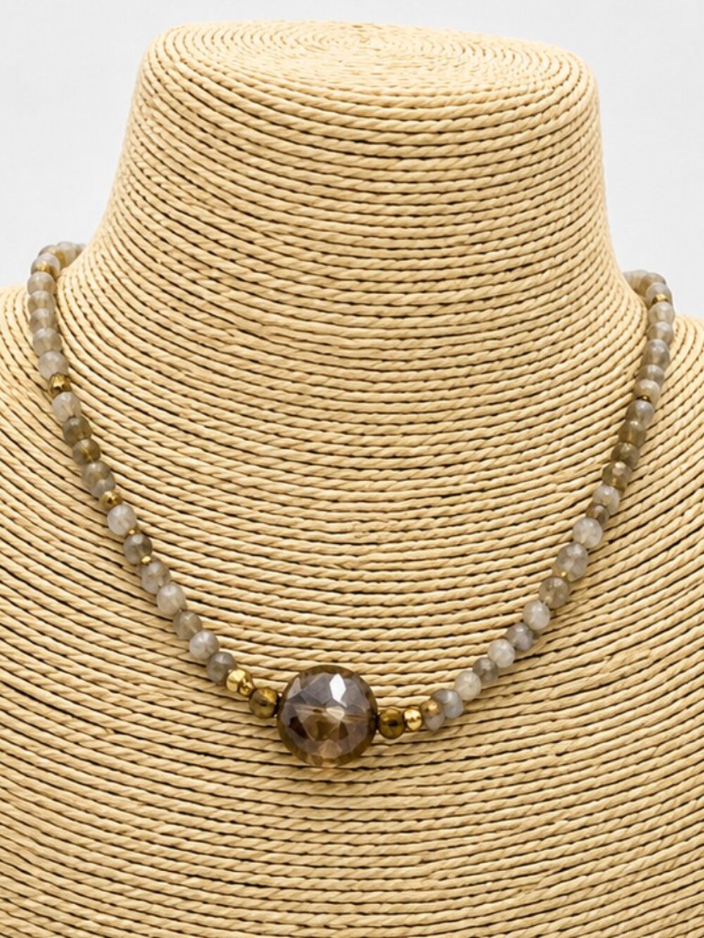 Sweet Lola Faceted Crystal Beaded Necklace Gold Tone Minimalist Necklace